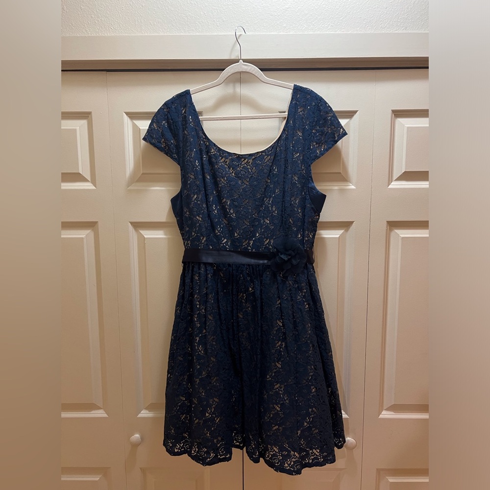 Lace Navy Blue Lined Dress | 22W | Party, prom, wedding, cocktail, formal